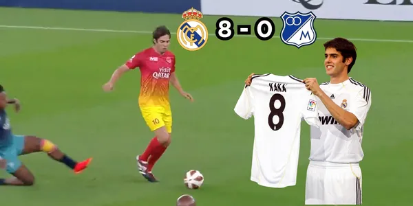 A Kaká le jugaron sucio por estos días. Foto de Kaká tomada de Twitter @realmadrid, captura de pantalla de Giralt en Twitter, logos Wikipe