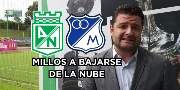 Alarcón bajó de la nube a muchos de Millonarios FC. Foto tomada de Alarcón captura de pantalla Nacional es Pasión, logos de Wikipedia.