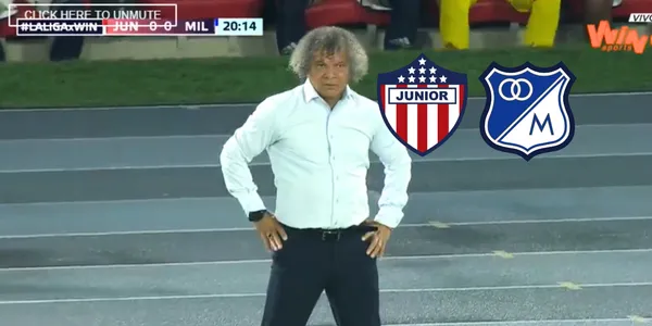 Alberto Gamero en el partido de Millonarios FC en Barranquilla