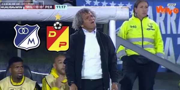 Alberto Gamero en el partido entre Millonarios FC y Deportivo Pereira