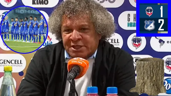 Alberto Gamero hablando en rueda de prensa luego de Millonarios vs Fortaleza