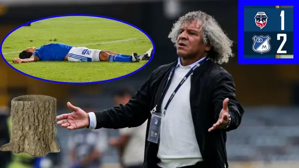 Alberto Gamero reclamando en medio de partido de Millonarios