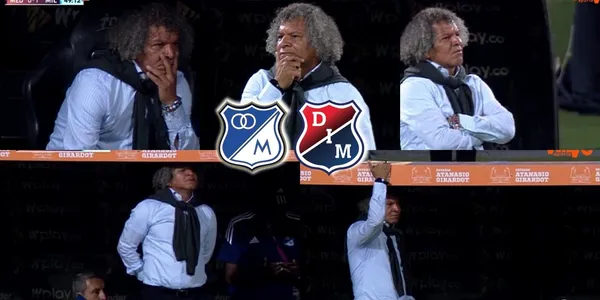 Alberto Gamero vivió con intensidad el partido de Millonarios FC contra el DIM.