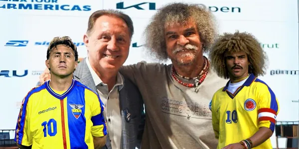 Álex Aguinaga y Carlos Valderrama en Quito