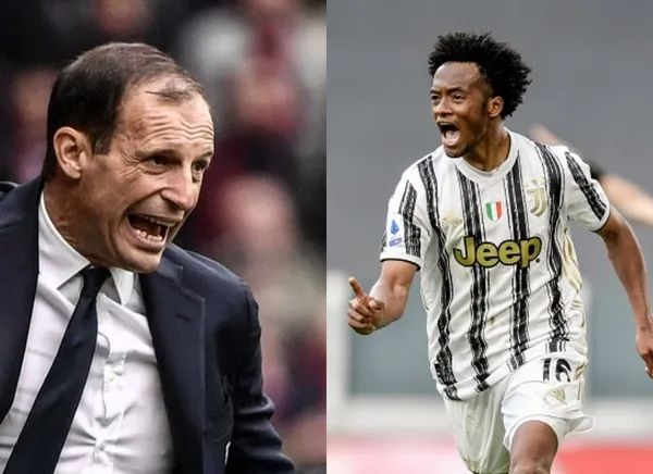 Allegri no pudo ocultar la emoción cuando Cuadrado puso el dos a cero contra el Bolonia y le permitía respirar con más calma en la Serie A de Italia. El colombiano marcó un golazo.