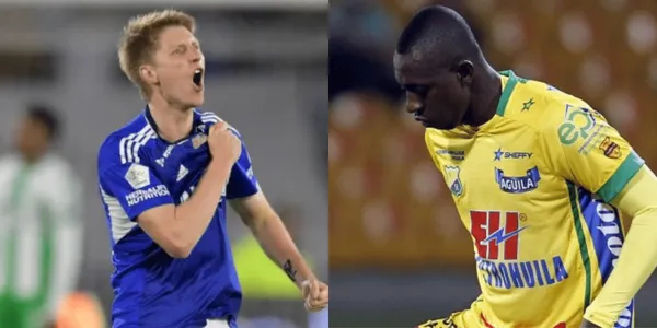 Andrés Llinás y Juan Fernando Caicedo tuvieron este curioso momento en el partido entre Millonarios y Huila.