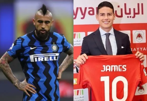 Arturo Vidal apuntaría hacia Sudamérica y podría encontrarse con James Rodríguez en el Brasileirao.