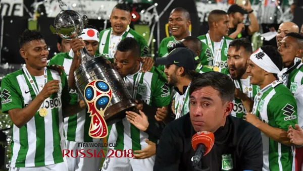 Atlético Nacional celebrando en la Copa Libertadores. FOTO: Conmebol