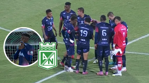 Atlético Nacional es sorprendido por Fortaleza en este primer tiempo Foto: Captura de Win Sports y Escudoteca