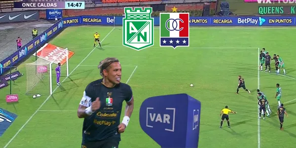 Atlético Nacional fue perjudicado por el VAR contra el Once Caldas.