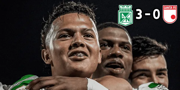Atlético Nacional goleó a Independiente Santa Fe y se pone como líder del futbol colombiano.