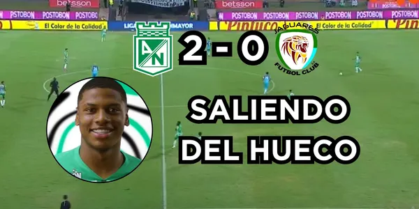 Atlético Nacional le ganó a Jaguares de Córdoba en Medellín. Foto tomada de captura de pantalla de Win Sports y Twitter Atletico Nacional.