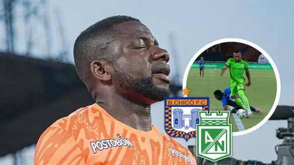 Atlético Nacional no puede con Boyacá Chicó y esta es la polémica Foto: Nacionaloficial, Captura de Win Sports y Escudoteca