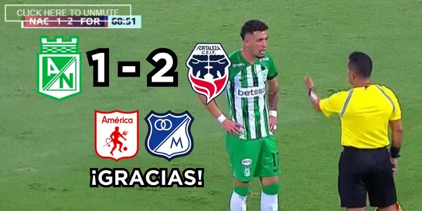 Atlético Nacional perdió contra Fortaleza. Foto tomada de captura de pantalla de Win Sports.