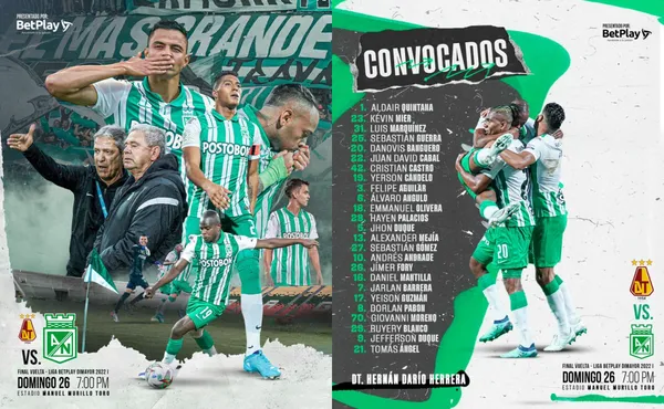 Atlético Nacional en pocas horas jugará el partido de vuelta de la final contra el Deportes Tolima.