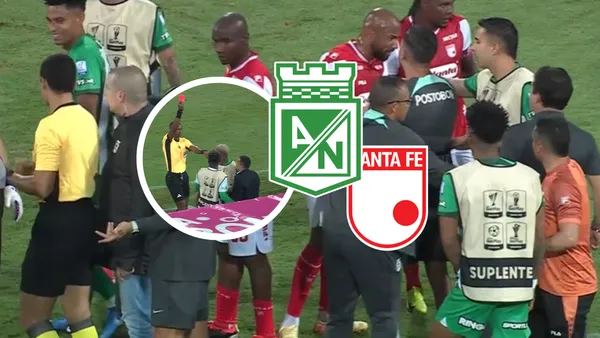 Atlético Nacional vs Independiente Santa Fe Foto: Captura de Pantalla Win Sports y Escudoteca