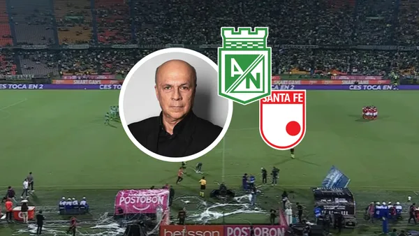 Atlético Nacional vs Independiente Santa Fe Foto: Captura de Win Sports y Escudoteca