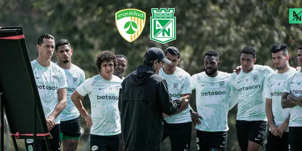 Ausencias en Nacional contra La Equidad. Foto de Nacional tomada de Twitter @nacionaloficial y logos de Wikipedia.