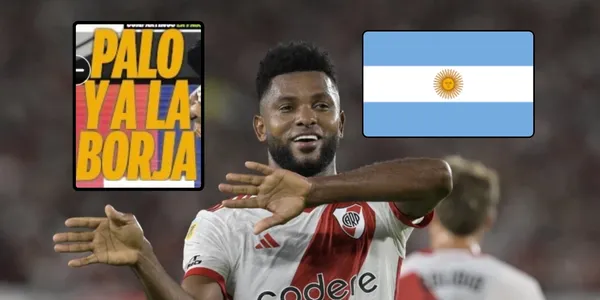 Borja elogiado en Argentina. Foto de Borja tomada de Gol Caracol y tapa de Diario Olé.