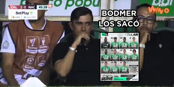 Cambios sorpresivos de Bodmer. Foto captura de pantalla de Win Sports y Twitter de @nacionaloficial.
