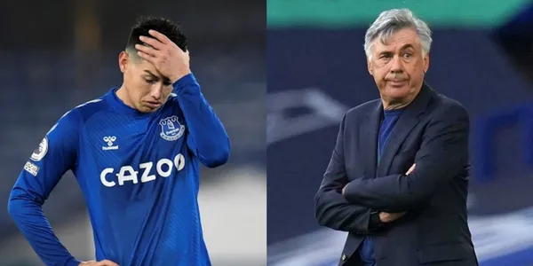 Carlo Ancelotti le dio la peor noticia a James Rodríguez antes del partido entre Everton y Leeds.