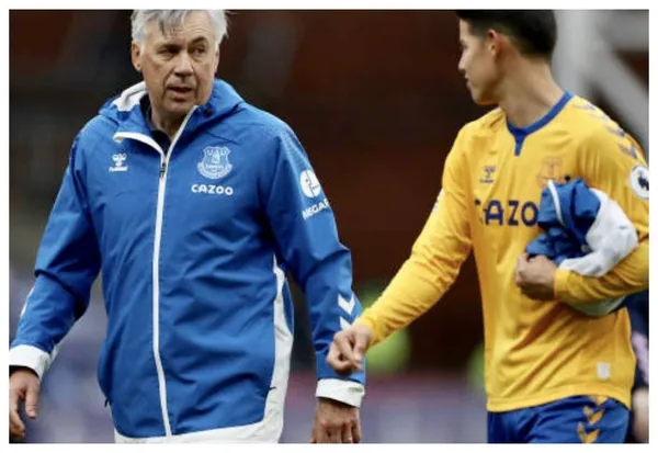 Carlo Ancelotti llevó tranquilidad a Everton sobre la lesión de James Rodríguez.