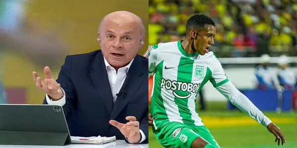 Carlos Antonio Vélez elogió el juego de Brahian Palacios de Atlético Nacional y le levantó el pulgar a otro jugador.