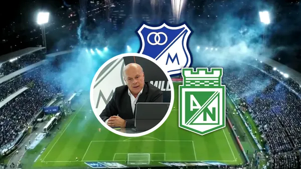 Carlos Antonio Vélez y su reacción por el clásico colombiano Foto: Captura de Win Sports y Escudoteca