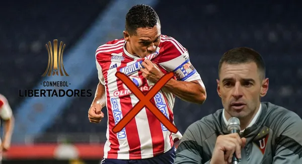 Carlos Bacca celebrando con Junior, al lado Adrián Gabbarini. FOTO: ESPN