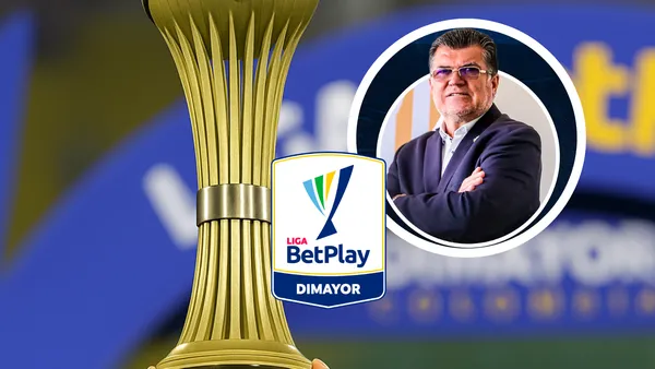 Carlos Mario Zuluaga expone en rueda de prensa los cambios que trae para el fútbol colombiano Foto: Dimayor, Escudoteca y Chat GPT