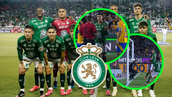 Club León vs Tigres Foto: Club León, Escudoteca y Captura de Win Sports
