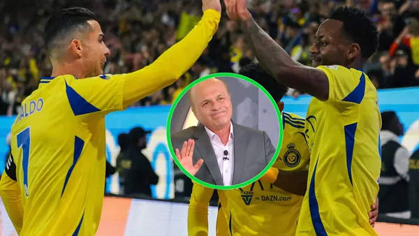 Cristiano Ronaldo, Jhon Jader Durán y Carlos Antonio Vélez Foto: Al Nassr y Captura de Win Sports