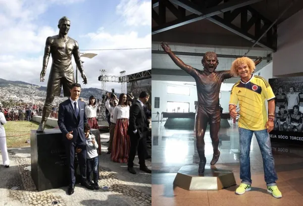 Cristiano varias veces ha presumido su estatua en Portugal, la cual tiene un curioso detalle en el diseño, pero Carlos Valderrama prefirió ir una vez a conocer la estatua de Zico en Brasil.