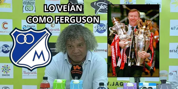 Critican a Gamero en Millonarios FC. Foto de Ferguson de El País, Gamero de captura de pantalla rueda de prensa DIMAYOR en YouTube.