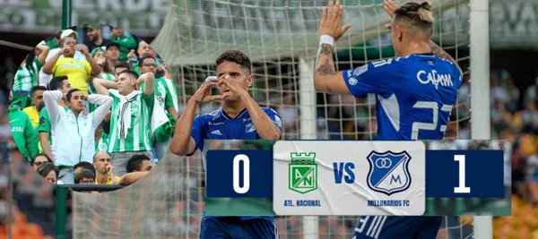 Daniel Cataño marcó un gran gol con la camiseta de Millonarios ante Atlético Nacional en el Atanasio Girardot