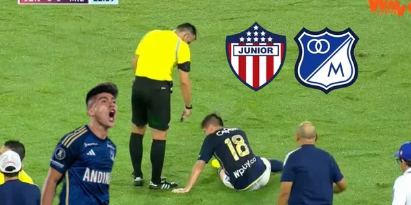 Daniel Ruiz tirado en el césped de Barranquilla