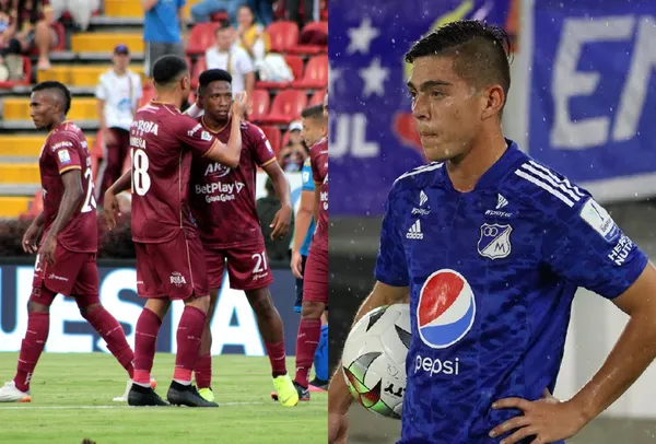 Daniel Ruiz tuvo que aguantar las acciones ratoneras en la marcación por parte del Deportes Tolima en el partido que tuvieron en Bogotá.