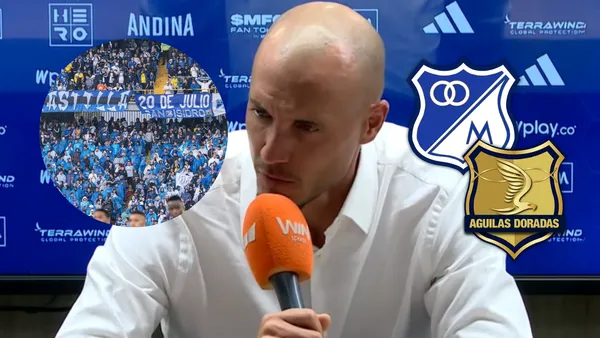 David González, entrenador de Millonarios en rueda de prensa Foto: Dimayor, Escudoteca y MFC