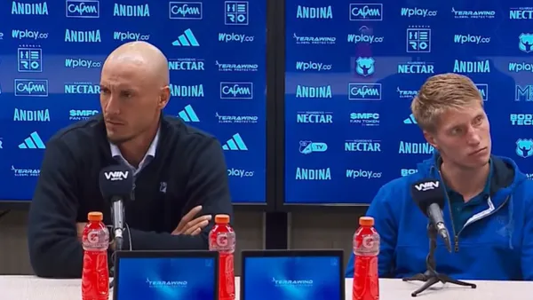 David González y Andrés Llinás hablaron hace instantes en rueda de prensa post partido Foto: Captura de DIMAYOR