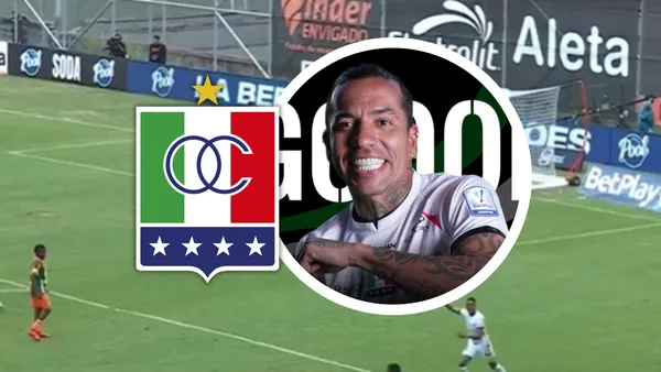 Dayro celebra un nuevo gol que lo acerca aún más a la cima de los máximos goleadores del FPC. Foto: Captura de Win Sports, Escudoteca y OC