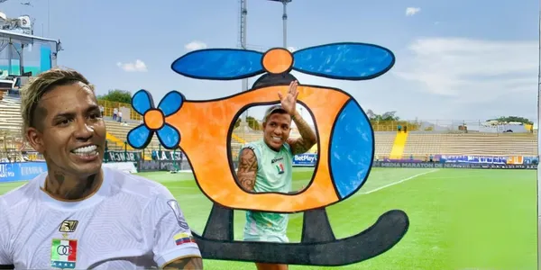 Dayro Moreno y su helicóptero en Bogotá