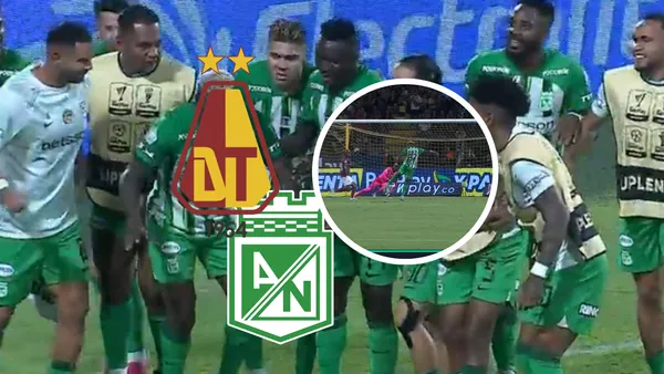 Deportes Tolima vs Atlético Nacional Foto: Escudoteca y Captura de Win Sports