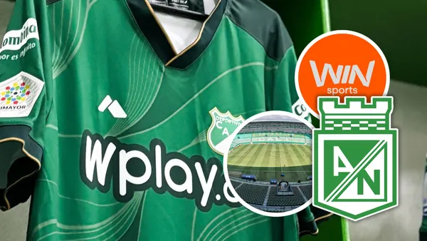 Deportivo Cali y Atlético Nacional arrancaron su partido con un detalle que molestó desde Win Sports Foto: Deportivo Cali, Escudoteca y Win Sports