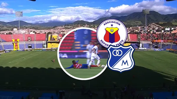 Deportivo Pasto vs Millonarios Foto: Captura de Win Sports y Escudoteca