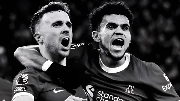 Diogo Jota y Luis Díaz, compañeros en el Liverpool y mira el homenaje del colombiano Foto: Luis Díaz