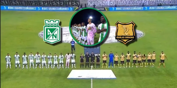 Dos jugadores de Atlético Nacional tuvieron un roce en el partido contra Águilas Doradas.