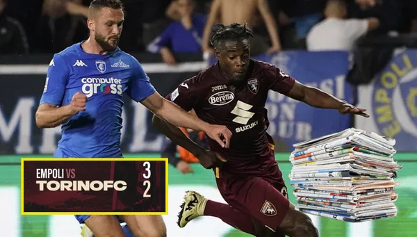 Duván Zapata jugando en Torino vs Empoli por liga italiana