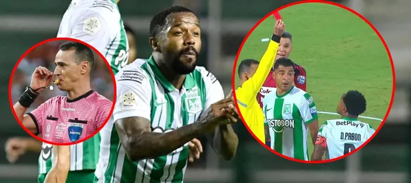 El árbitro ya lo pintan de soberbio tras haber expulsado a Dorlan Pabón en Nacional vs Independiente Medellín