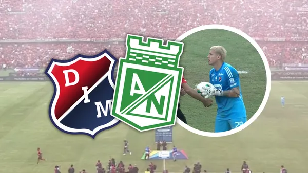 El arquero se burló de un jugador rival con un gesto que encendió el clásico paisa. Foto: Escudoteca y Captura de Win Sports