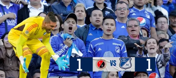 El arquero tuvo un insólito error que perjudicó a Millonarios por Copa Colombia